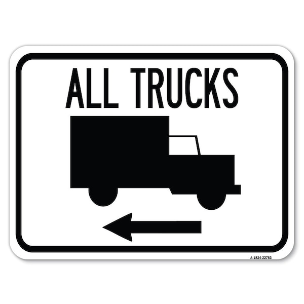 Trucks All Trucks With Truck Symbol & Left Arrow Rust Proof Parking, A-1824-22783
